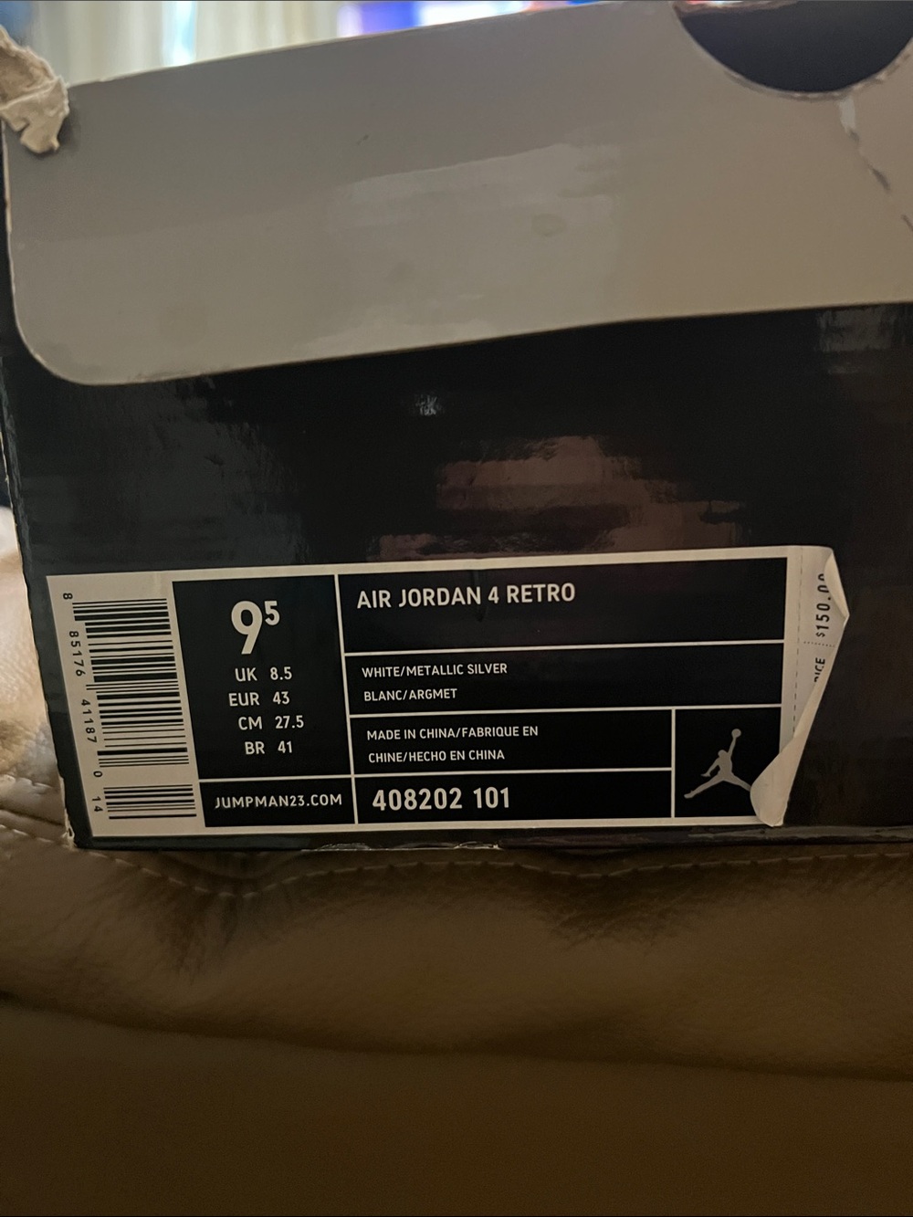 Jordan Air Jordan 4 Retro in White/Metallic Silver - Picture 2 of 2